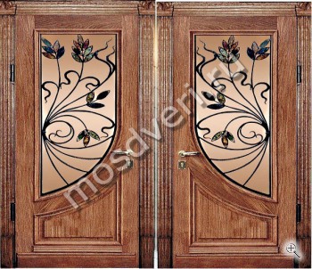 Входная дверь элиткласса из массива со стеклом и ковкой - купить от производителя Мосдвери Входная дверь элиткласса из массива со стеклом и ковкой